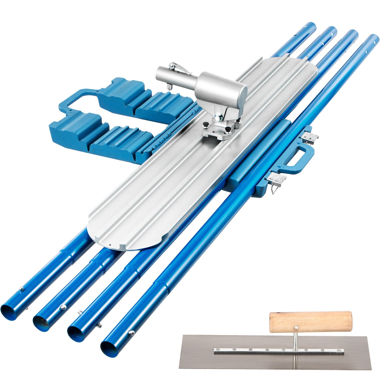VEVOR Bull Float Magnesium Concrete Float 48 x 8\" Round End Concrete Float Tool Cement Tool Bull Concrete Kit Bull Float with 4 Float Handle Bull Float Bracket Concrete Tools Finishing Bull Float
