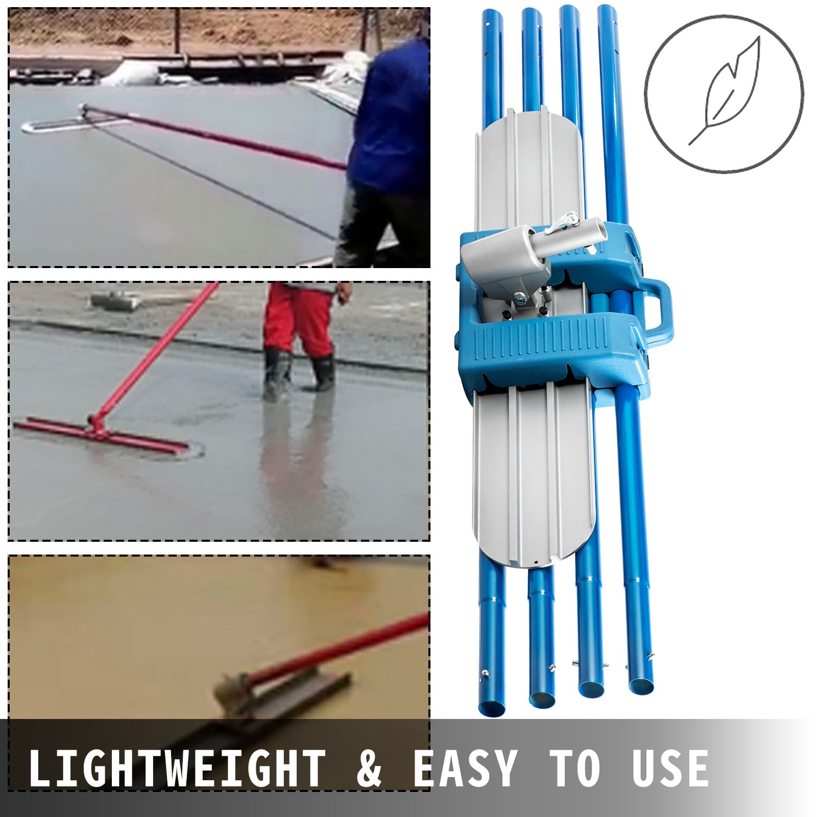 VEVOR Bull Float Magnesium Concrete Float 48 x 8\" Round End Concrete Float Tool Cement Tool Bull Concrete Kit Bull Float with 4 Float Handle Bull Float Bracket Concrete Tools Finishing Bull Float