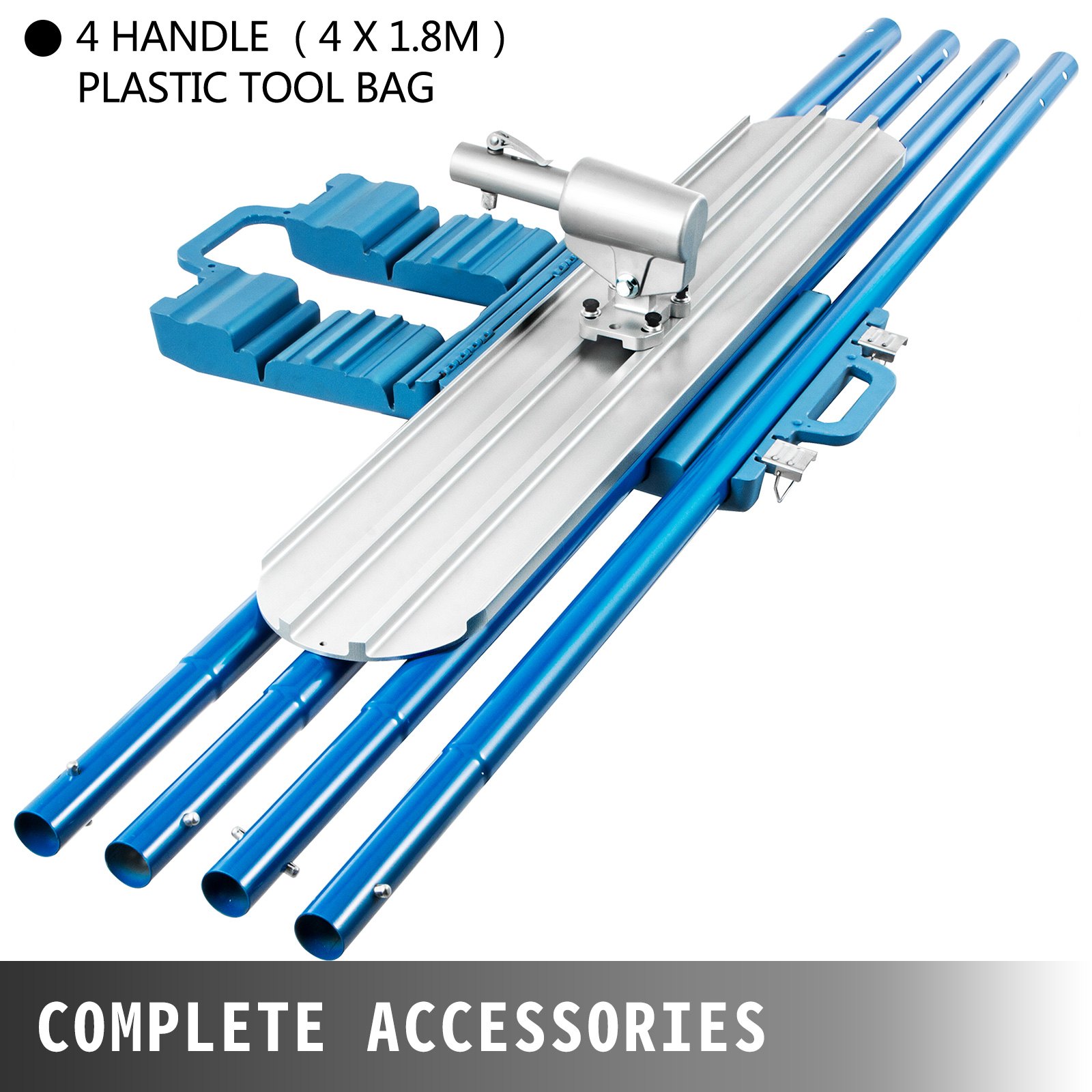 VEVOR Bull Float Magnesium Concrete Float 48 x 8\" Round End Concrete Float Tool Cement Tool Bull Concrete Kit Bull Float with 4 Float Handle Bull Float Bracket Concrete Tools Finishing Bull Float