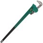 green VEVOR pipe wrench with black handle and adjustable silver jaws.
