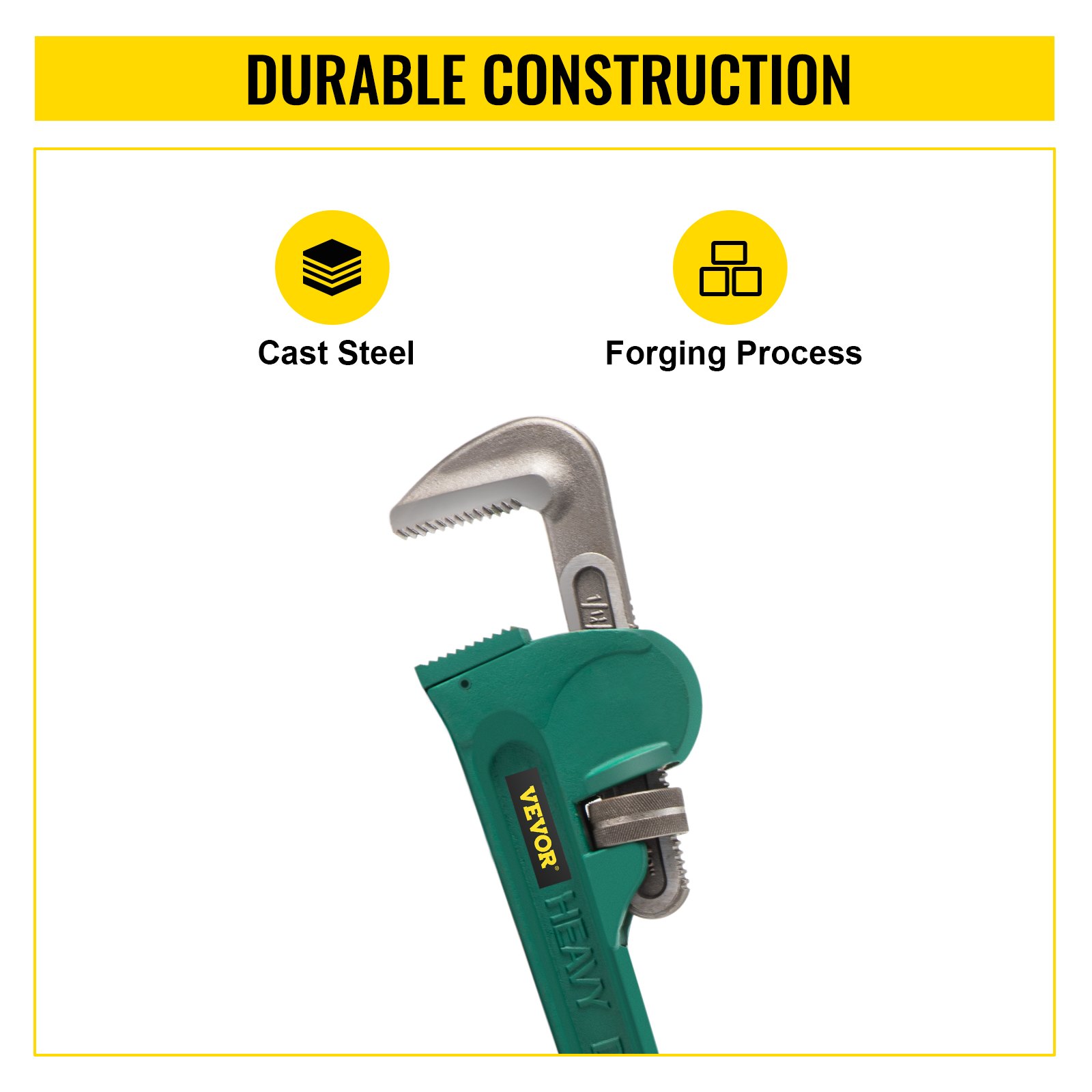Heavy Duty 48" Steel Pipe Wrench 4" Jaw Straight Pipe Wrench Plumbing