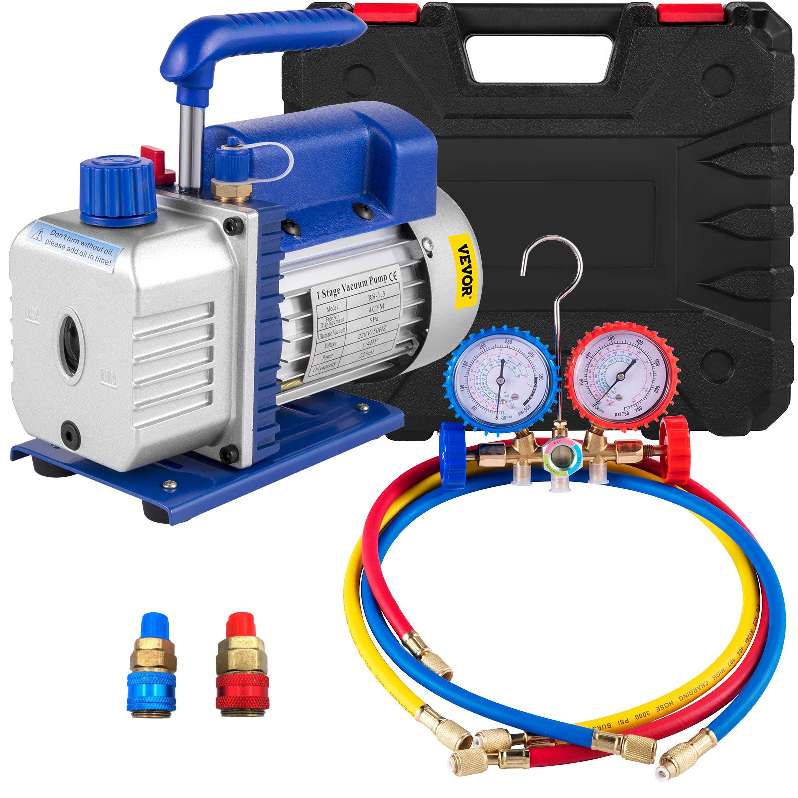 VEVOR 113 L/min(4CFM) 246W(1/3HP) Vacuum Pump ac vacuum pump aircon vacuum pump vacuum chamber vacuum drying pump HVAC Refrigeration R22 R12 R134A R502 Air-Condition Adapter A/C