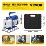 VEVOR Vacuum Pump 4CFM 1/4HP Air Vacuum Pump HVAC A/C Air Refrigerant Rotary Vane Vacuum Pump Single Stage 1 Valve AC Manifold Gauge Set
