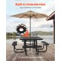 Picnic Table Weather Resistant Steel Patio Dining Furniture Set Outdoor Square