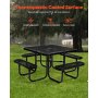 Picnic Table Weather Resistant Steel Patio Dining Furniture Set Outdoor Square