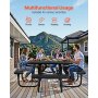 Picnic Table Weather Resistant Steel Patio Dining Furniture Set Outdoor Square