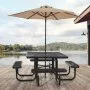 VEVOR Picnic Table, Outdoor Weather Resistant Patio Dining Furniture Set, Heavy Duty Coated Steel Tables with Umbrella Hole, 45.7 in Square Table and Bench Set, for Garden, Backyard, Porch, Black