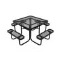 VEVOR Picnic Table, Outdoor Weather Resistant Patio Dining Furniture Set, Heavy Duty Coated Steel Tables with Umbrella Hole, 45.7 in Square Table and Bench Set, for Garden, Backyard, Porch, Black