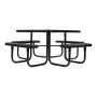 VEVOR Picnic Table, Outdoor Weather Resistant Patio Dining Furniture Set, Heavy Duty Coated Steel Tables with Umbrella Hole, 45.7 in Square Table and Bench Set, for Garden, Backyard, Porch, Black