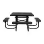 VEVOR Picnic Table, Outdoor Weather Resistant Patio Dining Furniture Set, Heavy Duty Coated Steel Tables with Umbrella Hole, 45.7 in Square Table and Bench Set, for Garden, Backyard, Porch, Black