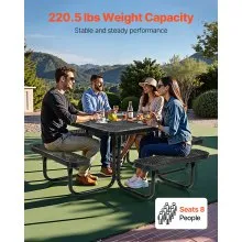 VEVOR Picnic Table Weather Resistant Steel Patio Dining Furniture Set Outdoor
