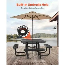 VEVOR Picnic Table Weather Resistant Steel Patio Dining Furniture Set Outdoor