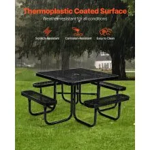 VEVOR Picnic Table Weather Resistant Steel Patio Dining Furniture Set Outdoor