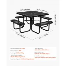VEVOR Picnic Table Weather Resistant Steel Patio Dining Furniture Set Outdoor