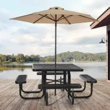 VEVOR Picnic Table Weather Resistant Steel Patio Dining Furniture Set Outdoor