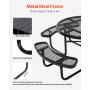 Picnic Table Weather Resistant Steel Patio Dining Furniture Set Outdoor Round