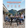 Picnic Table Weather Resistant Steel Patio Dining Furniture Set Outdoor Round