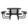 VEVOR Heavy-Duty Picnic Table, Outdoor Furniture Weather Resistant Patio Dining Set, Coated Steel Tables with Umbrella Hole, 46" Round Table and Bench Set, for Garden, Backyard, Porch (Black)