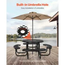 VEVOR Picnic Table Weather Resistant Steel Patio Dining Furniture Set Outdoor