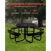 VEVOR Picnic Table Weather Resistant Steel Patio Dining Furniture Set Outdoor