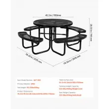 VEVOR Picnic Table Weather Resistant Steel Patio Dining Furniture Set Outdoor