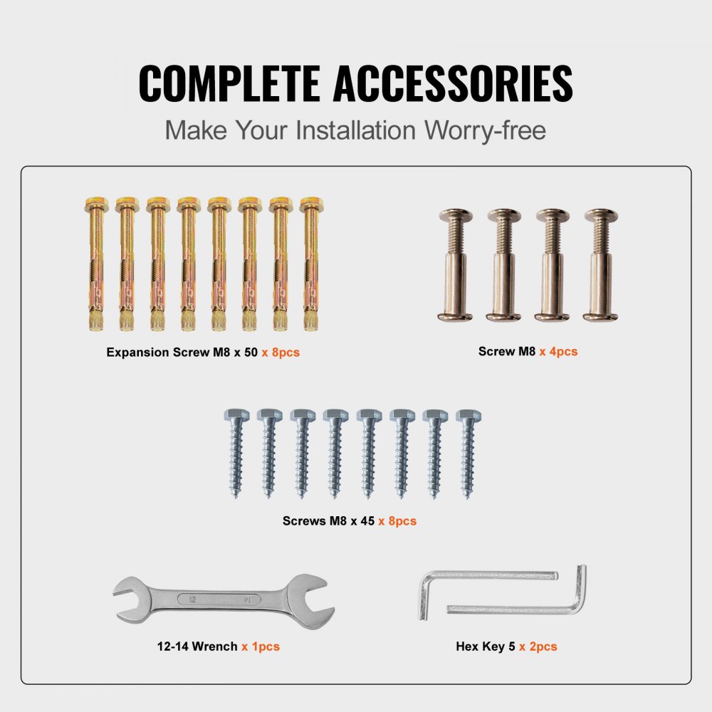 VEVOR 4-Step Handrail Fits 1 or 4 Steps Matte Black Stair Rail Wrought Iron Handrail with Installation Kit Hand Rails for Outdoor Steps