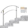VEVOR Handrails for Outdoor Steps, Fit 1 or 4 Steps Outdoor Stair Railing, White Wrought Iron Handrail, Flexible Front Porch Hand Rail, Transitional Handrails for Concrete Steps or Wooden Stairs