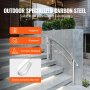 VEVOR Handrails for Outdoor Steps, Fit 1 or 4 Steps Outdoor Stair Railing, White Wrought Iron Handrail, Flexible Front Porch Hand Rail, Transitional Handrails for Concrete Steps or Wooden Stairs
