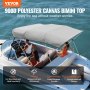 VEVOR 4 Bow Bimini Top Boat Cover, 900D polyesterkapell med 1" aluminiumsram, vattentät och solskydd, Inkluderar förvaringsstövel, 2 stödstolpar, 4 remmar, 8'L x 54" H x 91"-96" W, Lätt Grå