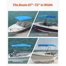 4 Bow Boat Bimini Tops 96"Lx(67"-72")W x 54"H Awning Canopy Pacific Blue