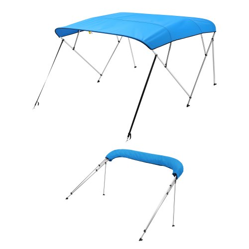VEVOR 4 Bow Boat Bimini Tops 96"Lx(85"-90")W x 54"H Awning Canopy Pacific Blue