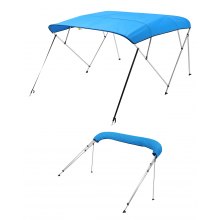 VEVOR 4 Bow Boat Bimini Tops, 600D Polyester Canopy with Aluminum Alloy Frame, Waterproof & Sun Shade Boat Awning Canopy with Storage Bag, 2 Support Poles, 4 Straps, 96"Lx(85"-90")Wx54"H, Pacific Blue