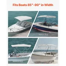 4 Bow Boat Bimini Tops 96"Lx(85"-90")W x 54"H Awning Canopy Light Grey