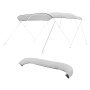 VEVOR 4 Bow Boat Bimini Tops, 600D Polyester Canopy, Waterproof & Sun Protection Boat Awning Canopy with Storage Bag, Bimini Top Replacement, 96"Lx(97"-103")W, Light Grey (Support Frame Not Included)