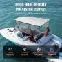 VEVOR 4 Bow Bimini Top Boat Cover, Detachable Mesh Sidewalls, 600D Polyester Canopy with 1" Aluminum Alloy Frame, Includes Storage Boot, 2 Straps, 2 Support Poles, 8'L x 54"H x 85"-90"W, Light Grey