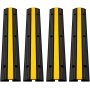 VEVOR 4 Pack of 1-Channel Rubber Cable Protector Ramps Heavy Duty 22046Lbs Load Capacity Cable Wire Cord Cover Ramp Speed Bump Driveway Hose Cable Ramp Protective Cover