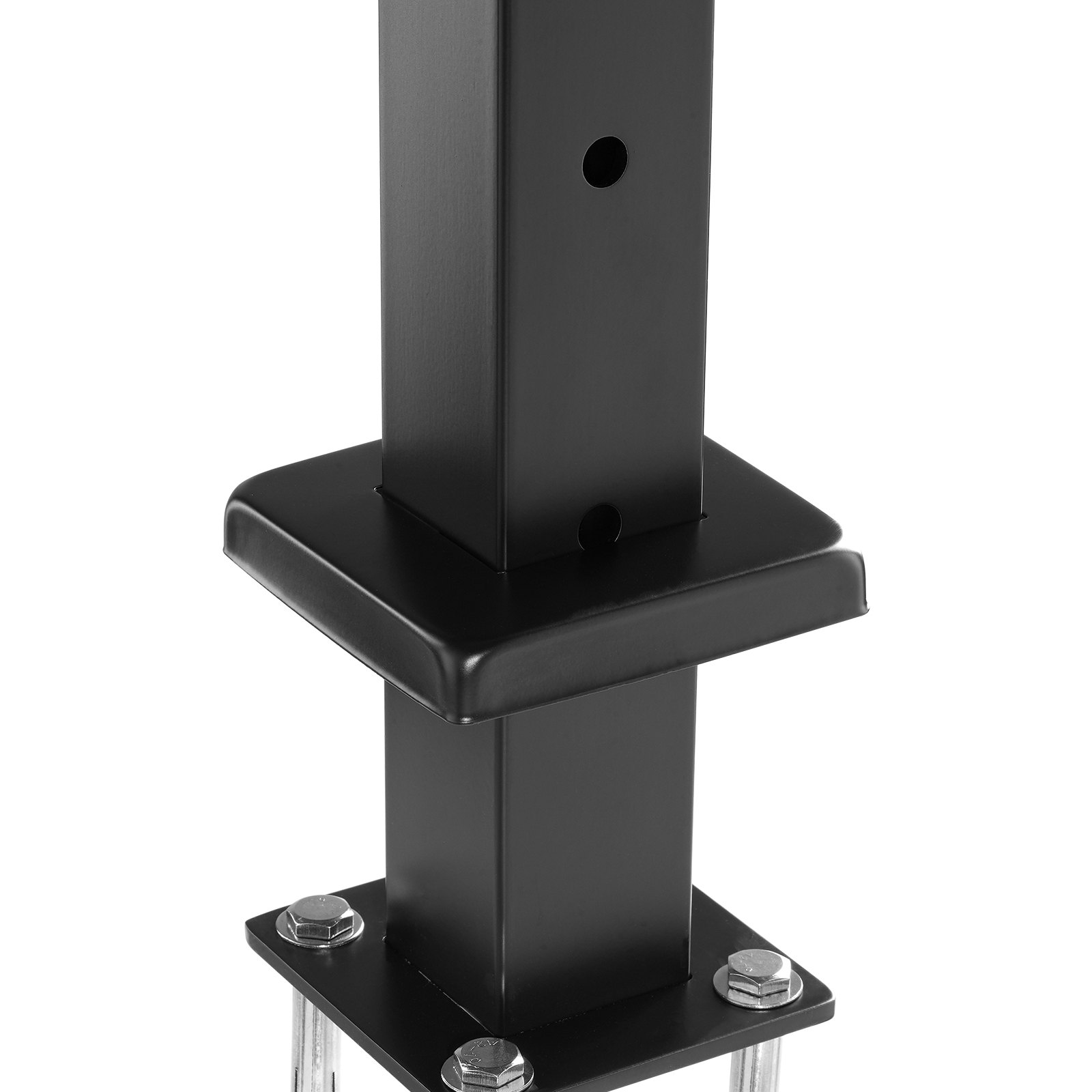 VEVOR cable railing post with a black finish and secure bolt attachments.