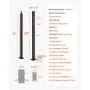 VEVOR 4-Pack Cable Railing Post, 42x1x2 In Horizontal-Hole Deck Railing Post with Pre-Drilled Holes, Stainless Steel Cable Rail Post with Horizontal and Curved Bracket, Black, 4JZLGZXHS106REP67001V0