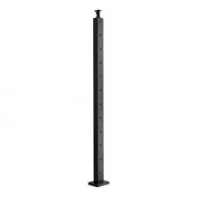 VEVOR 4-Pack Cable Railing Post, 42x1x2 In Horizontal-Hole Deck Railing Post with Pre-Drilled Holes, Stainless Steel Cable Rail Post with Horizontal and Curved Bracket, Black, 4JZLGZXHS106REP67001V0