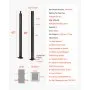 VEVOR 4-Pack Cable Railing Post, 42x2x2 In Horizontal-Hole Deck Railing Post with Pre-Drilled Holes, Stainless Steel Cable Rail Post with Horizontal and Curved Bracket, Black, 4JZLGZXHS106URZU0001V0