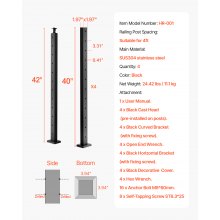 4-Pack Cable Railing Post 42x2x2 In Steel Horizontal Hole Deck Railing Post