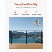 VEVOR 4-Pack Cable Railing Post, 36x2x2 In Horizontal-Hole Deck Railing Post with Pre-Drilled Holes, Stainless Steel Cable Rail Post with Horizontal and Curved Bracket, Black, 4JZLGZXHS914MY65M001V0