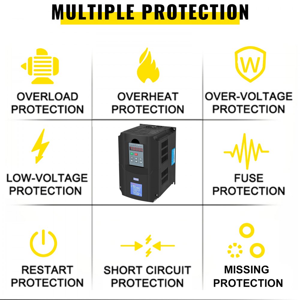 VEVOR VFD Variable Frequency Drive Inverter for Spindle Motor Speed Control (4.0KW-380V)