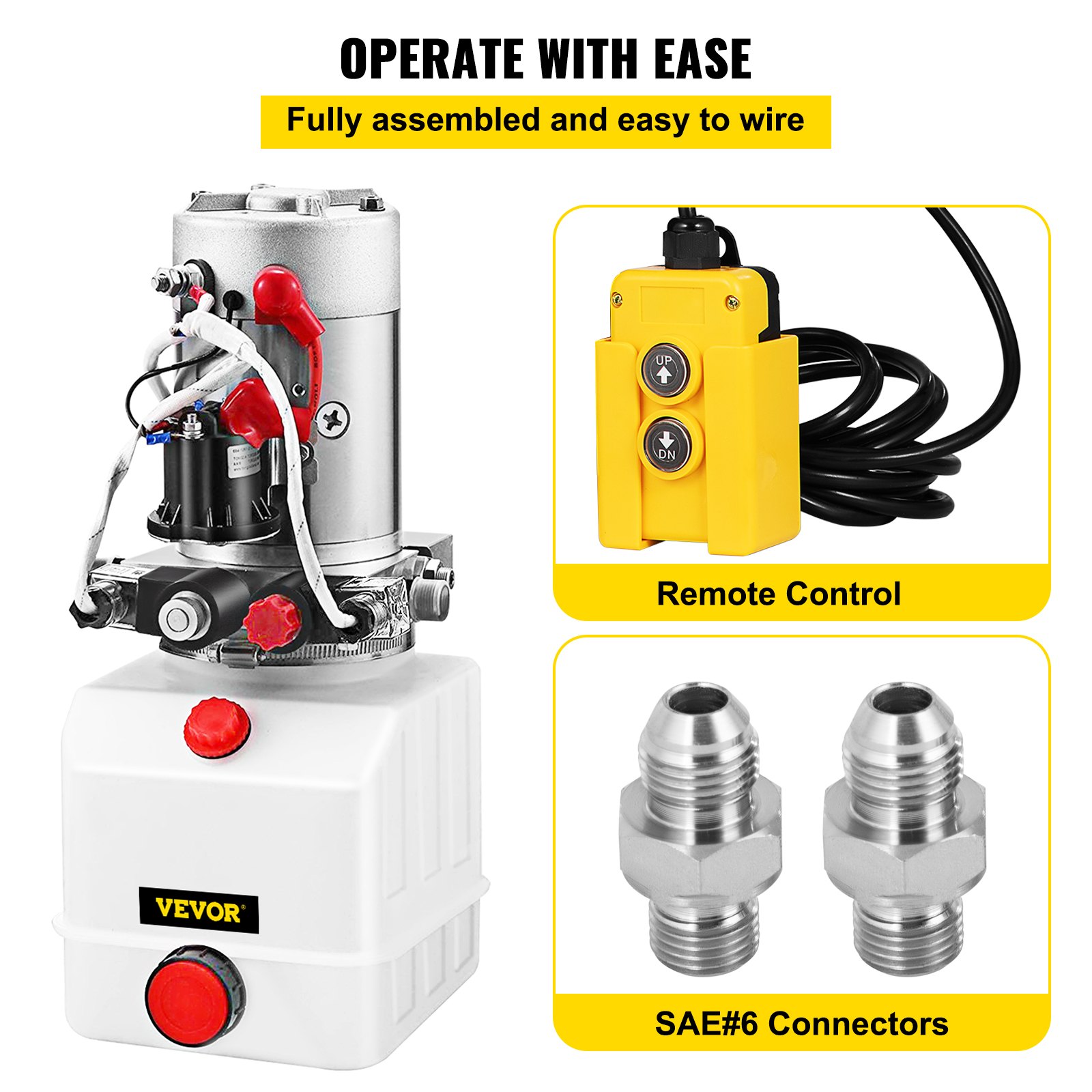 Hydraulic Pump Electric Hydraulic Pump 4 Quart Double Acting Plastic Reservoir For Dump Trailer