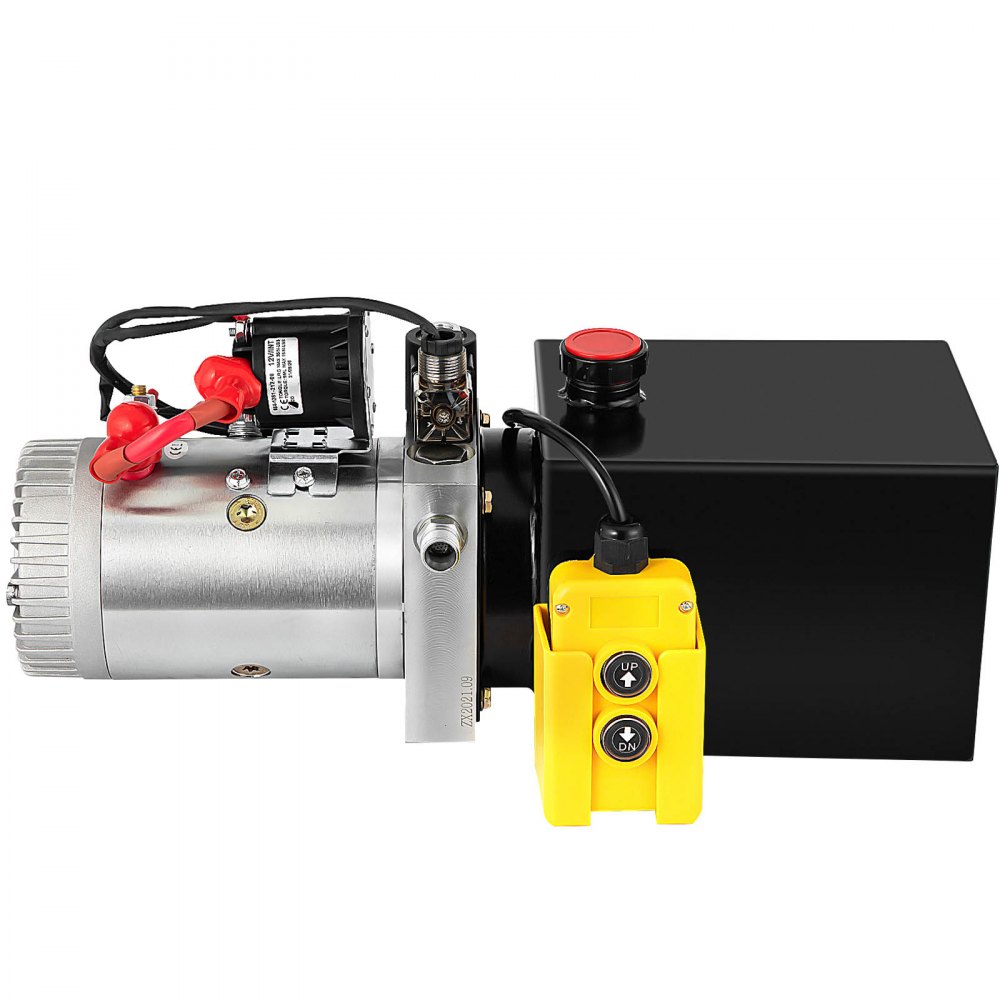 VEVOR Hydraulic Pump 12V DC Single Acting Hydraulic Power Unit 4 Quart Steel Tank Hydraulic Pump Power Unit for Dump Trailer Car Lifting
