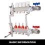 4 Branch Pex Radiant Floor Heating Stainless Steel Manifold Kit 3/4" Pex