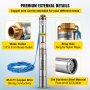 VEVOR Stainless Steel Submersible Well Pump 220V Submersible Pump for Wells 0.75KW Depth Pump Up to 74m Flow Rate 65.5 m3/h Submersible Pump with 20m Cable