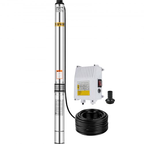 VEVOR Well Pump 3 HP 220V Submersible Well Pump 630ft Head 42GPM Stainless Steel Deep Well Pump for Industrial and Home Use