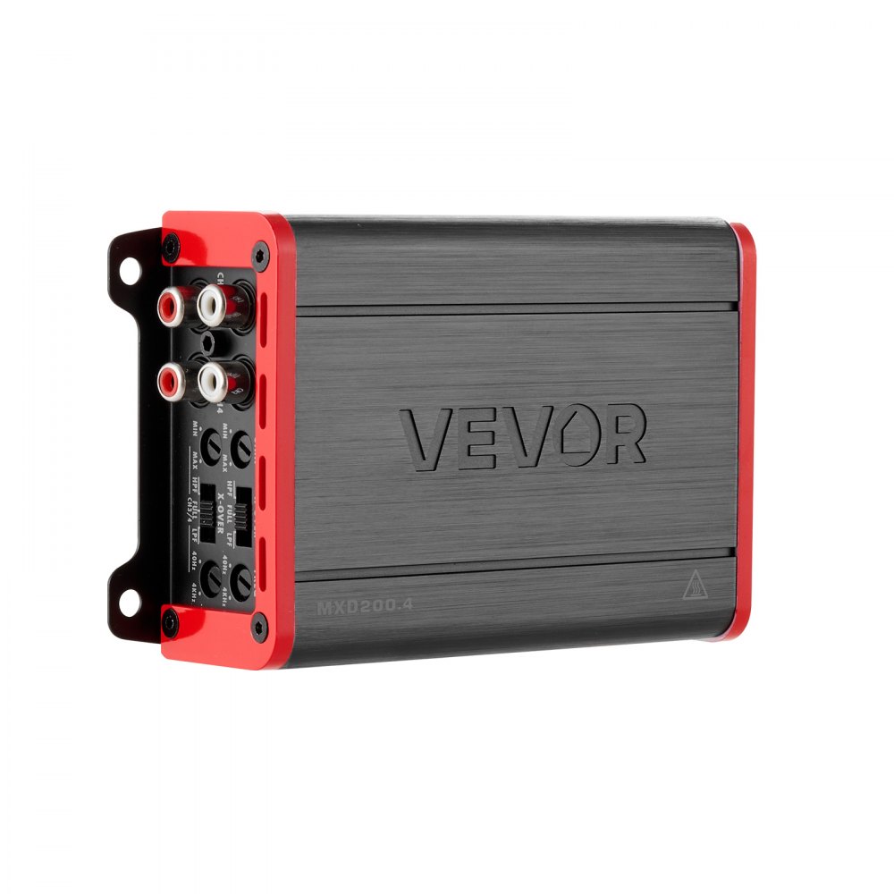 VEVOR Car Audio Amplifier, 4-Channel Bridgeable Car Amplifier, Multichannel Class D Stereo Amp, Max. 4 x 120W at 4 Ohms / 4 x 200W at 2 Ohms, High Output, for SUVs, Pickups, and Off-Road Vehicles