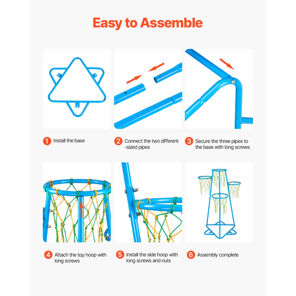 VEVOR Kids Basketball Hoop, 4-Hoop Child Basketball Hoops, Portable Basketball Stand with Adjustable Heights and 3 Balls, Indoor and Outdoor Basketball Toy Set for Children of All Ages, Boys & Girls